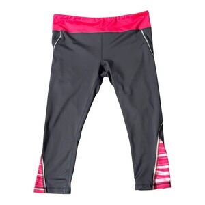Diadora Athletic Capri Leggings Active Workout Fitness Women’s Large Grey Pink